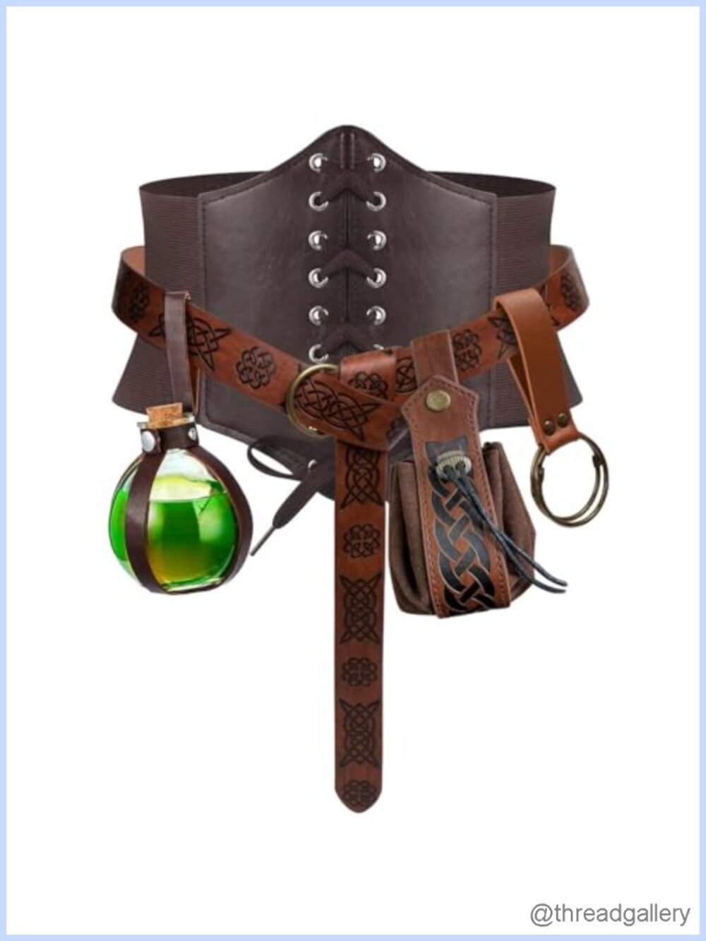 Renaissance Corset Belt PU Leather Pouch Cork Potion Bottle Costume Accessory